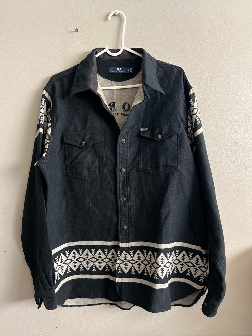 Polo Ralph Lauren Sportsman Outfitter Flannel Shirt Graphic Jacket Mens Black L - Picture 2 of 5